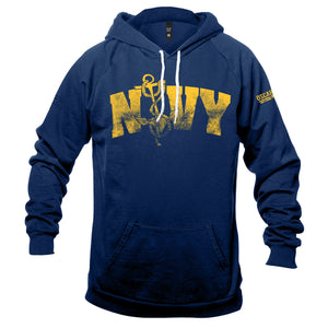 NAVY ANCHOR PULLOVER HOODIE
